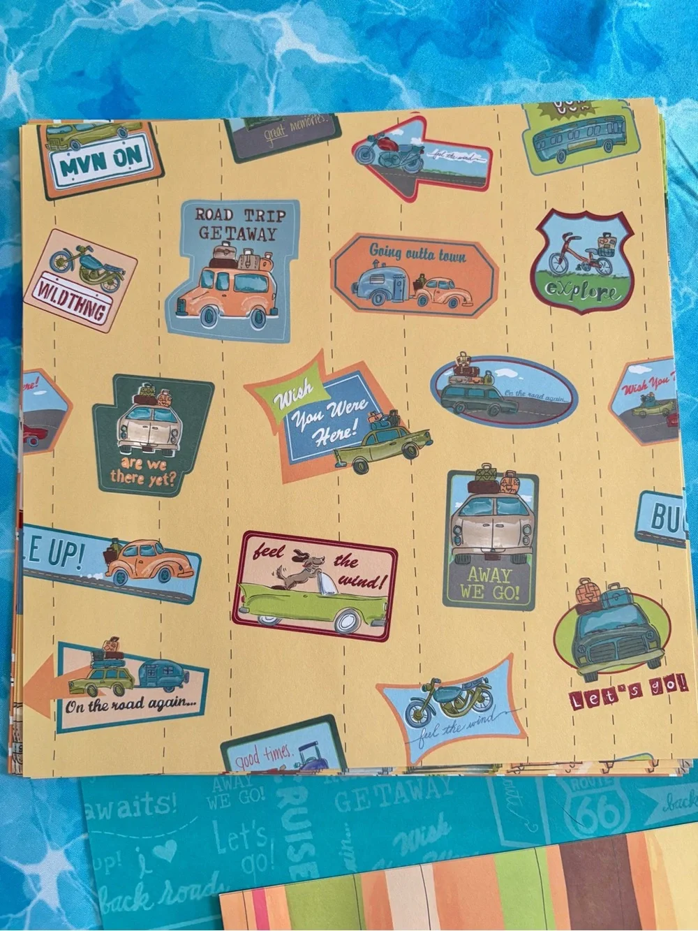 K&Company Travel Roadtrip Scrapbook Album & Paper, 8.5” x 8.5,” plus papers